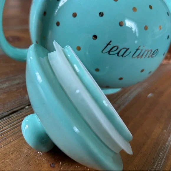 Mint Green Polka Dot Teapot from Indigo - Picture 3 of 4